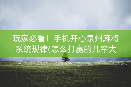 玩家必看！手机开心泉州麻将系统规律(怎么打赢的几率大)