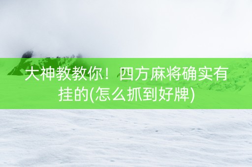 大神教教你！四方麻将确实有挂的(怎么抓到好牌)