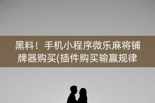 黑料！手机小程序微乐麻将铺牌器购买(插件购买输赢规律)