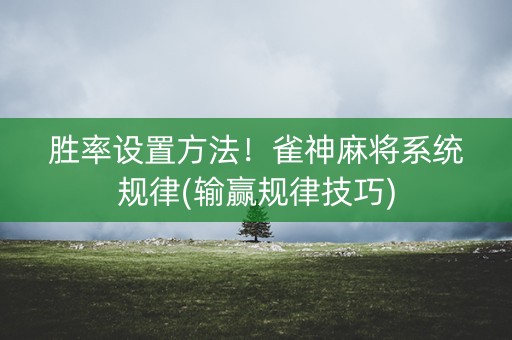 胜率设置方法！雀神麻将系统规律(输赢规律技巧)