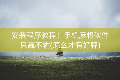 安装程序教程！手机麻将软件只赢不输(怎么才有好牌)