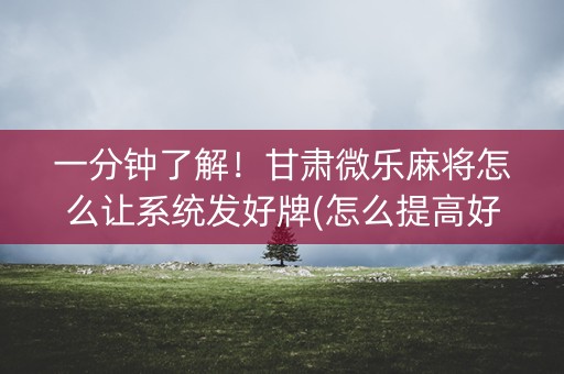 一分钟了解！甘肃微乐麻将怎么让系统发好牌(怎么提高好牌几率)