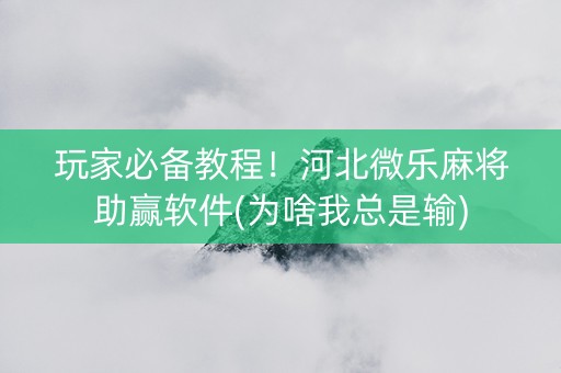 玩家必备教程！河北微乐麻将助赢软件(为啥我总是输)