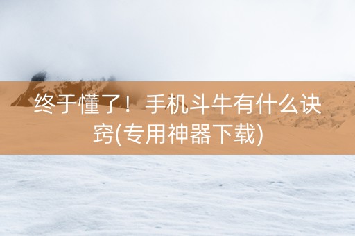 终于懂了！手机斗牛有什么诀窍(专用神器下载)