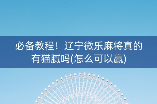 必备教程！辽宁微乐麻将真的有猫腻吗(怎么可以赢)
