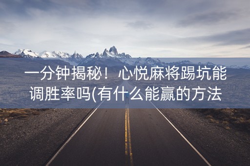 一分钟揭秘！心悦麻将踢坑能调胜率吗(有什么能赢的方法)
