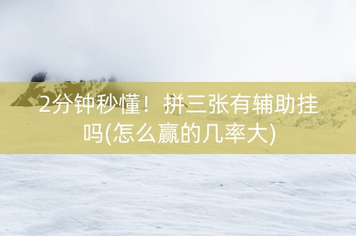 2分钟秒懂！拼三张有辅助挂吗(怎么赢的几率大)