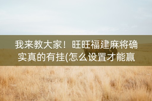 我来教大家！旺旺福建麻将确实真的有挂(怎么设置才能赢)