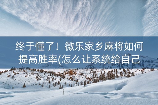 终于懂了！微乐家乡麻将如何提高胜率(怎么让系统给自己好牌)