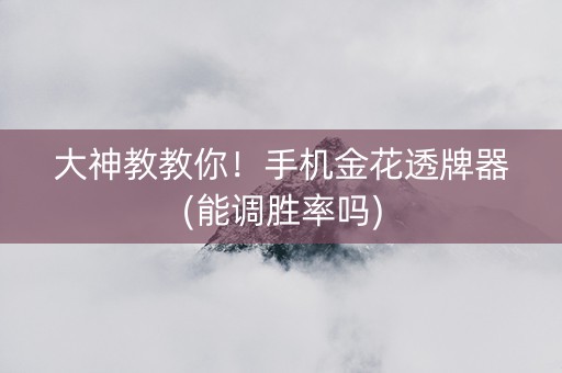 大神教教你！手机金花透牌器(能调胜率吗)