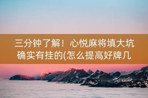三分钟了解！心悦麻将填大坑确实有挂的(怎么提高好牌几率)
