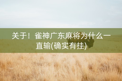 关于！雀神广东麻将为什么一直输(确实有挂)