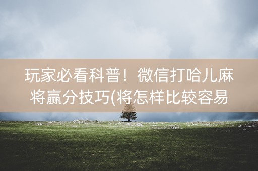 玩家必看科普！微信打哈儿麻将赢分技巧(将怎样比较容易赢)