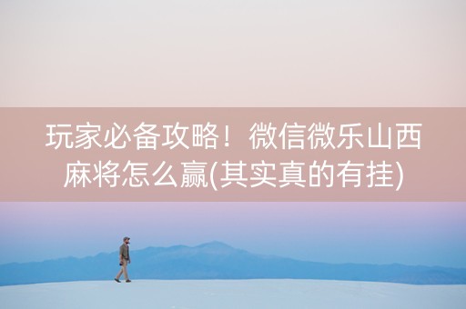 玩家必备攻略！微信微乐山西麻将怎么赢(其实真的有挂)