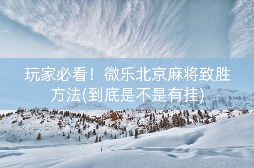 玩家必看！微乐北京麻将致胜方法(到底是不是有挂)