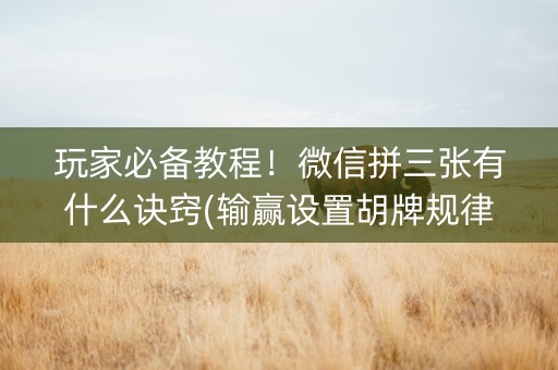 玩家必备教程！微信拼三张有什么诀窍(输赢设置胡牌规律)
