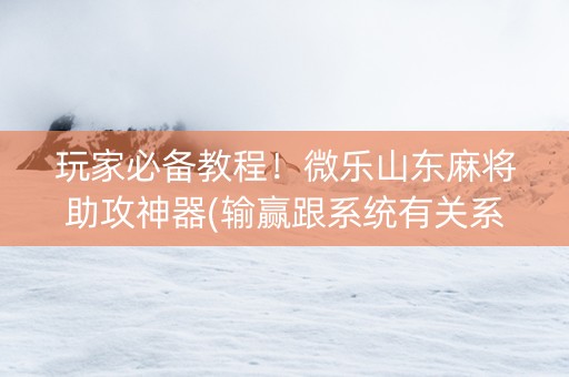 玩家必备教程！微乐山东麻将助攻神器(输赢跟系统有关系吗)
