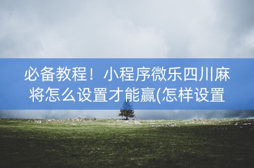 必备教程！小程序微乐四川麻将怎么设置才能赢(怎样设置拿好牌)