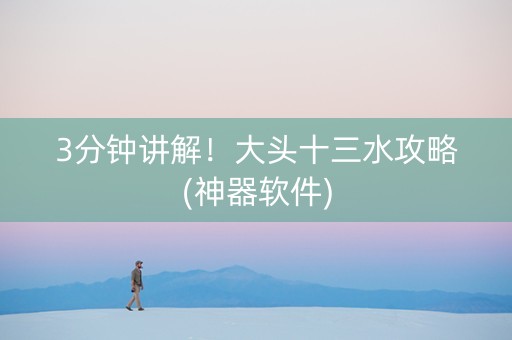 3分钟讲解！大头十三水攻略(神器软件)