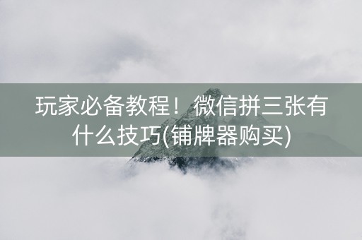 玩家必备教程！微信拼三张有什么技巧(铺牌器购买)