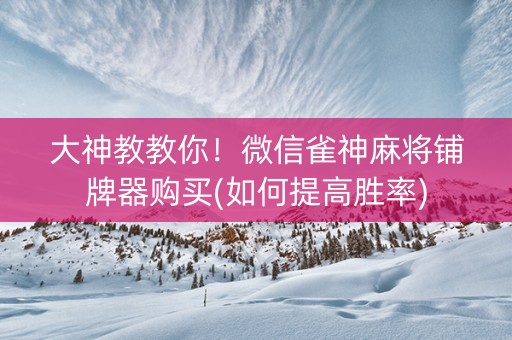 大神教教你！微信雀神麻将铺牌器购买(如何提高胜率)