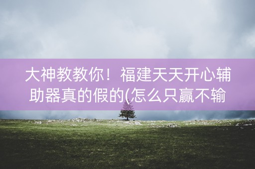 大神教教你！福建天天开心辅助器真的假的(怎么只赢不输)