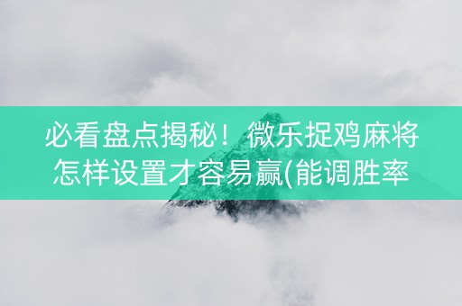 必看盘点揭秘！微乐捉鸡麻将怎样设置才容易赢(能调胜率吗)