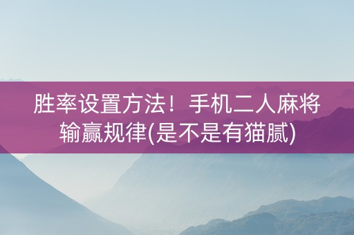 胜率设置方法！手机二人麻将输赢规律(是不是有猫腻)