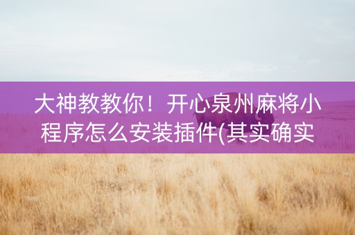 大神教教你！开心泉州麻将小程序怎么安装插件(其实确实有挂)