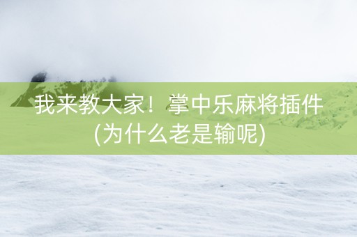 我来教大家！掌中乐麻将插件(为什么老是输呢)
