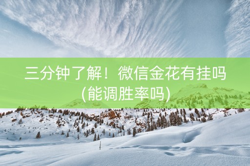三分钟了解！微信金花有挂吗(能调胜率吗)