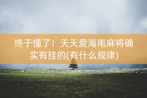 终于懂了！天天爱海南麻将确实有挂的(有什么规律)