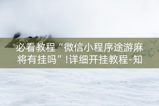 必看教程“微信小程序途游麻将有挂吗”!详细开挂教程-知乎