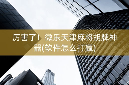厉害了！微乐天津麻将胡牌神器(软件怎么打赢)
