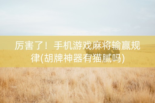 厉害了！手机游戏麻将输赢规律(胡牌神器有猫腻吗)