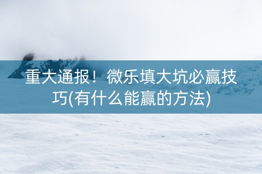 重大通报！微乐填大坑必赢技巧(有什么能赢的方法)