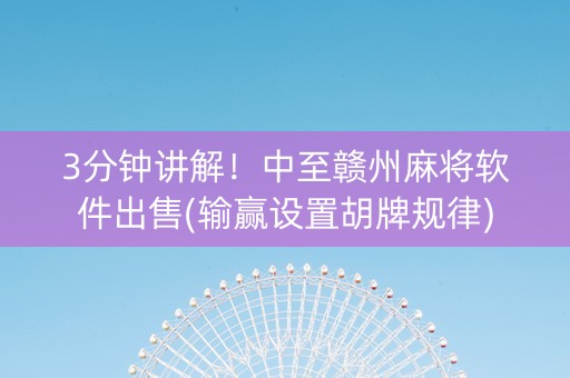 3分钟讲解！中至赣州麻将软件出售(输赢设置胡牌规律)