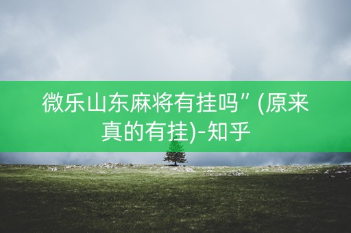 微乐山东麻将有挂吗”(原来真的有挂)-知乎