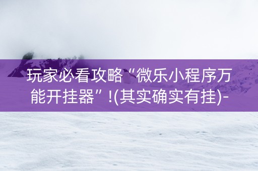 玩家必看攻略“微乐小程序万能开挂器”!(其实确实有挂)-知乎