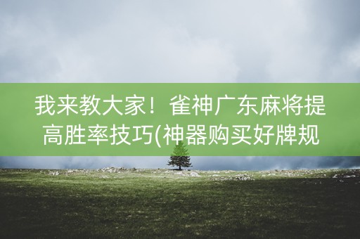 我来教大家！雀神广东麻将提高胜率技巧(神器购买好牌规律)