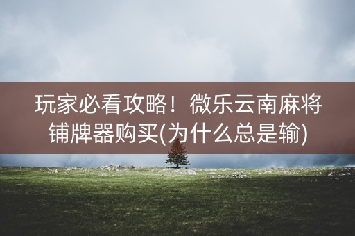 玩家必看攻略！微乐云南麻将铺牌器购买(为什么总是输)