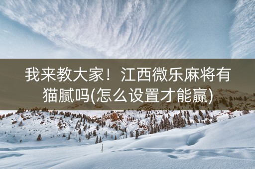 我来教大家！江西微乐麻将有猫腻吗(怎么设置才能赢)