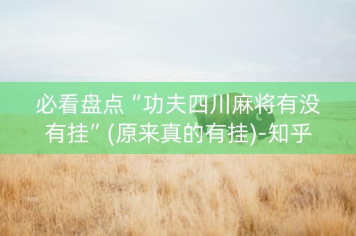 必看盘点“功夫四川麻将有没有挂”(原来真的有挂)-知乎