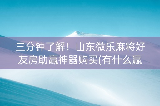 三分钟了解！山东微乐麻将好友房助赢神器购买(有什么赢的技巧)