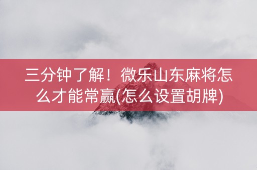 三分钟了解！微乐山东麻将怎么才能常赢(怎么设置胡牌)