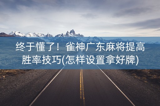 终于懂了！雀神广东麻将提高胜率技巧(怎样设置拿好牌)