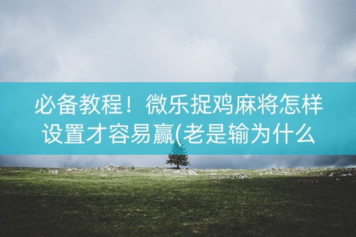 必备教程！微乐捉鸡麻将怎样设置才容易赢(老是输为什么)