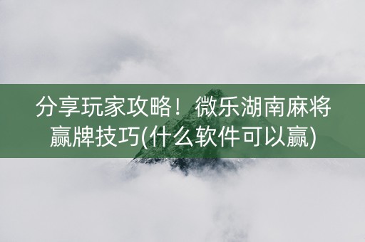 分享玩家攻略！微乐湖南麻将赢牌技巧(什么软件可以赢)