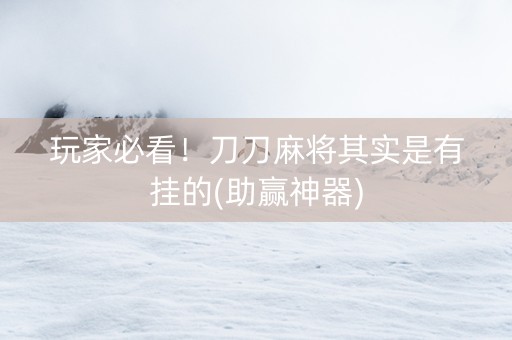 玩家必看！刀刀麻将其实是有挂的(助赢神器)