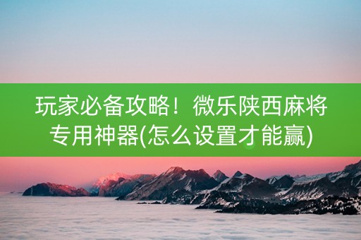 玩家必备攻略！微乐陕西麻将专用神器(怎么设置才能赢)